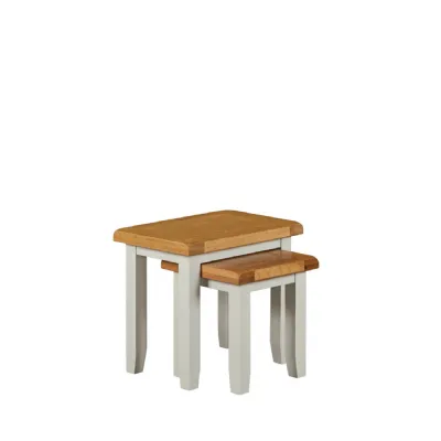 Modern Grey Painted Oak Top Nest of 2 Tables