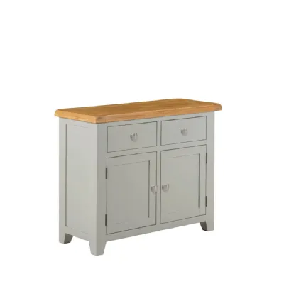 Modern Light Grey Painted Oak 2 Door 2 Drawer Small Sideboard