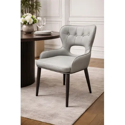 Modern Grey PU Dining Chair with Black Legs