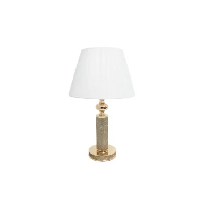 Gold Crystal Effect Table Lamp with White Fabric Shade
