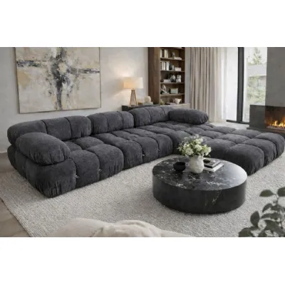 Modern Black Upholstered 4 Piece Modular Compression Sofa