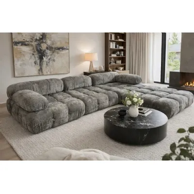 Modern Grey Upholstered 4 Piece Modular Compression Sofa