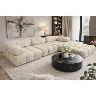 Modern Ivory Upholstered 4 Piece Modular Compression Sofa