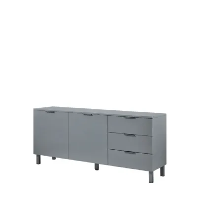 Modern Grey High Gloss 3 Drawer 2 Door Large Sideboard