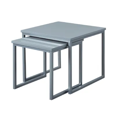 Modern Grey High Gloss Living Room Nest of 2 Tables