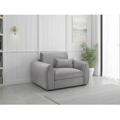 Grey Velvet Fabric Upholstery Armchair