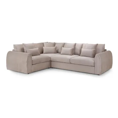 Mocha Velvet Large Corner Sofa Left Hand Facing