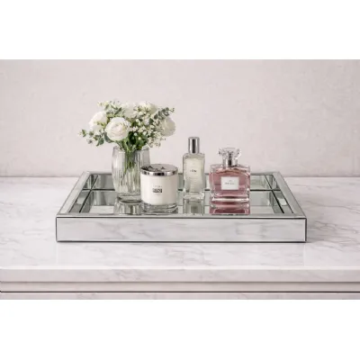 Modern Rectangular Mirrored Decorative Tray 45cm