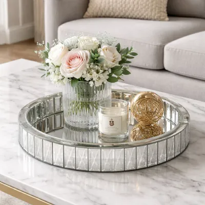 Modern Round Mirrored Decorative Tray 28cm
