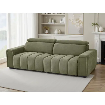 Green Fabric 3 Seater Electric Recliner Sofa Bed