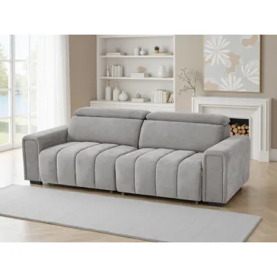 Grey Fabric 3 Seater Standard Back Electric Recliner Sofabed