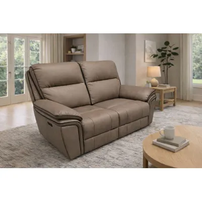 Modern Brown Leatheraire Upholstered 2 Seater Recliner Sofa
