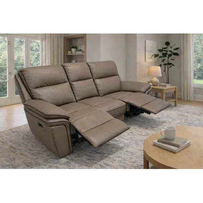 Modern Brown Leatheraire Upholstered 3 Seater Recliner Sofa