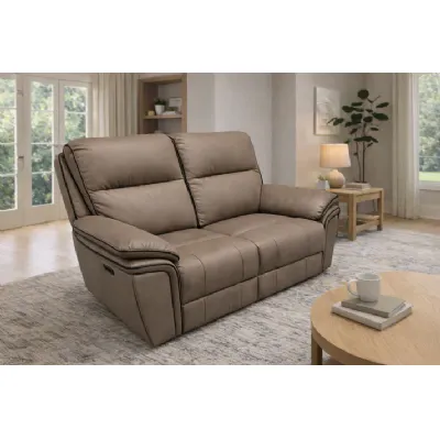 Modern Brown Leather Fabric Upholstery 2 Seater Recliner Sofa