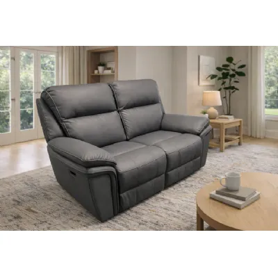 Modern Grey Leather Fabric Upholstery 2 Seater Recliner Sofa