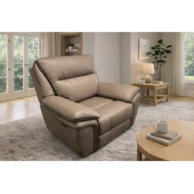 Modern Brown Leather Fabric Upholstery Sofa Recliner Armchair