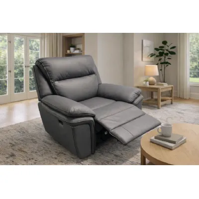 Modern Grey Leather Fabric Upholstery Sofa Recliner Armchair