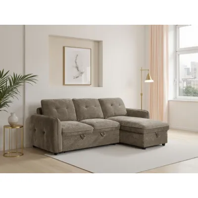 Brown Fabric Universal Corner Chaise Sofabed
