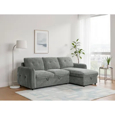Grey Fabric Universal Corner Chaise Sofabed