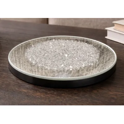 Modern Round Mirrored Crushed Diamond Coaster Set of 24