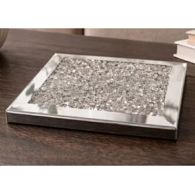 Set of 24 Modern Square Mirrored Crushed Diamond Coaster
