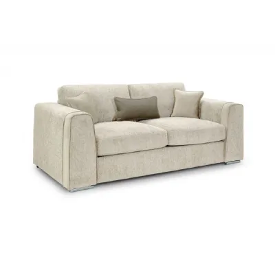 Beige Chenille Fabric Standard Back 3 Seater Sofa