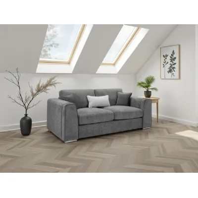 Grey Fabric 3 Seater Standard Back Sofa