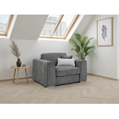 Grey Chenille Fabric Upholstered Armchair