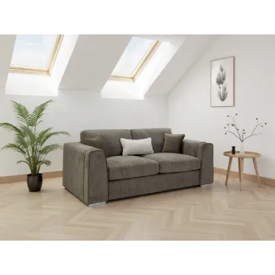 Mocha Chenille Fabric Standard Back 3 Seater Sofa