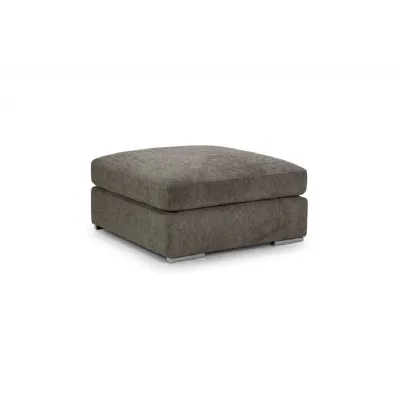 Mocha Grey Chenille Fabric Square Footstool