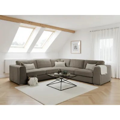 Mocha Fabric Upholstered Large Corner Group Sofa
