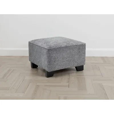 Slate Fabric Compact Footstool Padded Seat