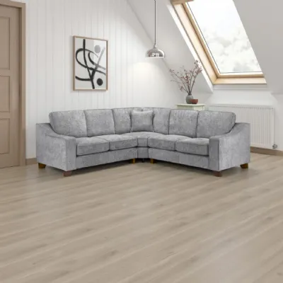 Slate Grey Fabric Large Corner Group Sofa with Wooden Feet