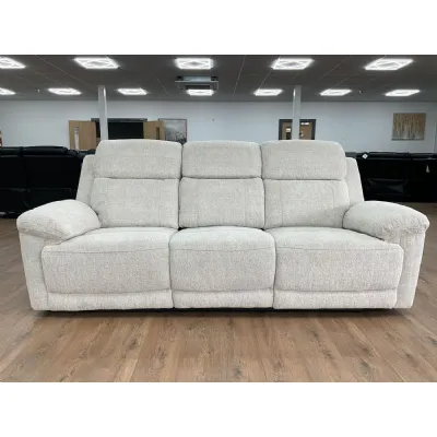 Beige Fabric 3 Seater Electric Recliner Sofa with Cupholders