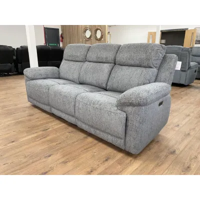 Grey Fabric 3 Seater Electric Recliner Sofa with Cupholders