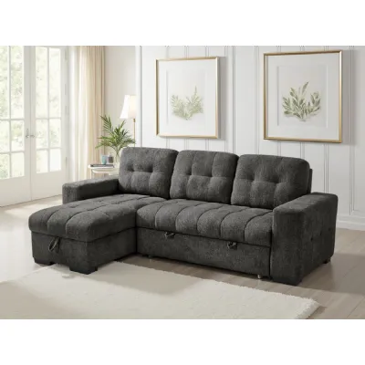 Grey Fabric Universal Corner Chaise Sofabed