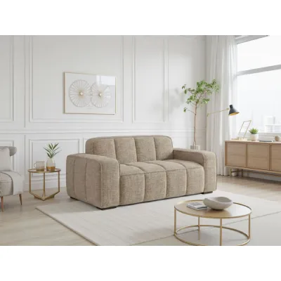 Beige Fabric Upholstered 2 Seater Standard Back Sofa