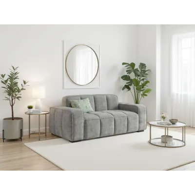 Grey Fabric Upholstered 2 Seater Standard Back Sofa
