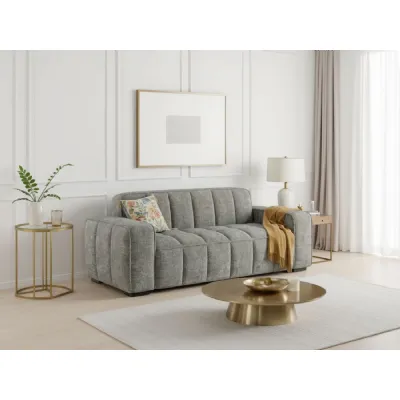 Grey Fabric Upholstered 3 Seater Standard Back Sofa
