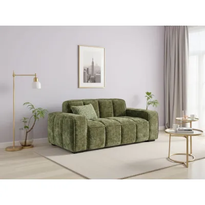 Olive Green Fabric Upholstered 2 Seater Standard Back Sofa