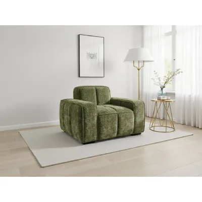 Olive Green Fabric Standard Back Armchair