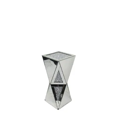 Mirrored Decorative Pedestal Stand with Crushed Diamond Detailing