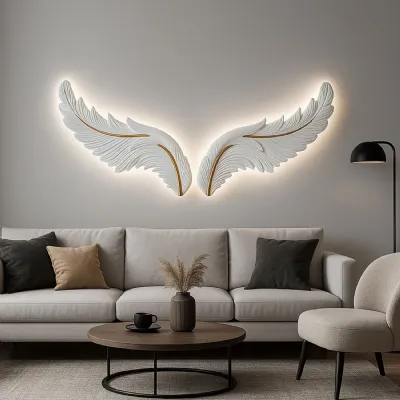 Modern White LED Feather Wings Wall Light with Warm LED