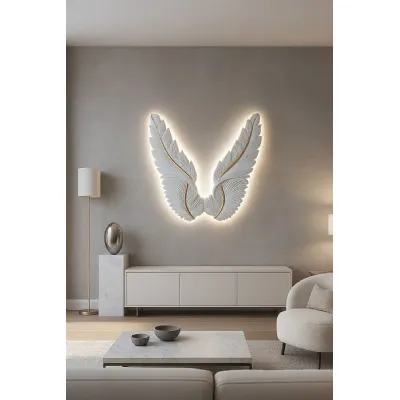 Modern White LED Feather Wings Wall Light with Warm LED