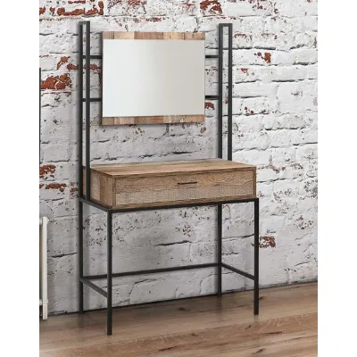 Industrial Wood Effect Dressing Table with Mirror