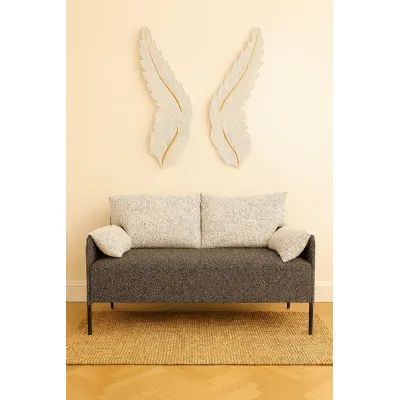 Modern Grey and Cream Fabric Upholstered 2 Seater Sofa