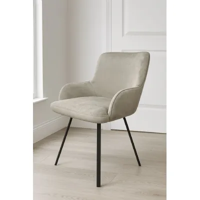 Modern Dark Grey Velvet Swivel Dining Chair with Black Legs