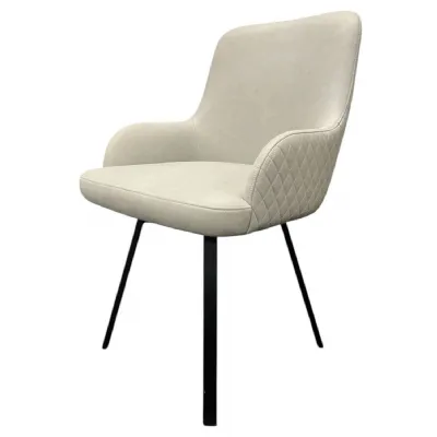 Modern Light Grey PU Dining Chair with Black Legs