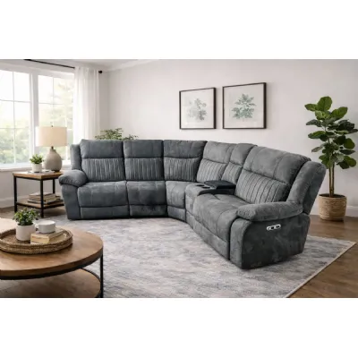 Modern Large 2+1 Charcoal Electric Recliner Corner Sofa