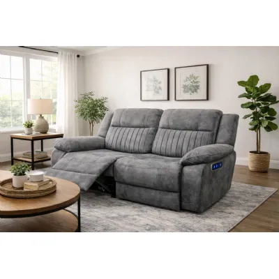 Modern Medium 2 Seater Charcoal Electric Recliner Sofa
